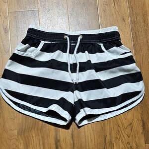 Black and White Striped Athletic Shorts S